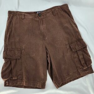 Chaps‎ Brown Linen Blend Cargo Shorts Mens 34 Utility Casual GorpcoreSummer